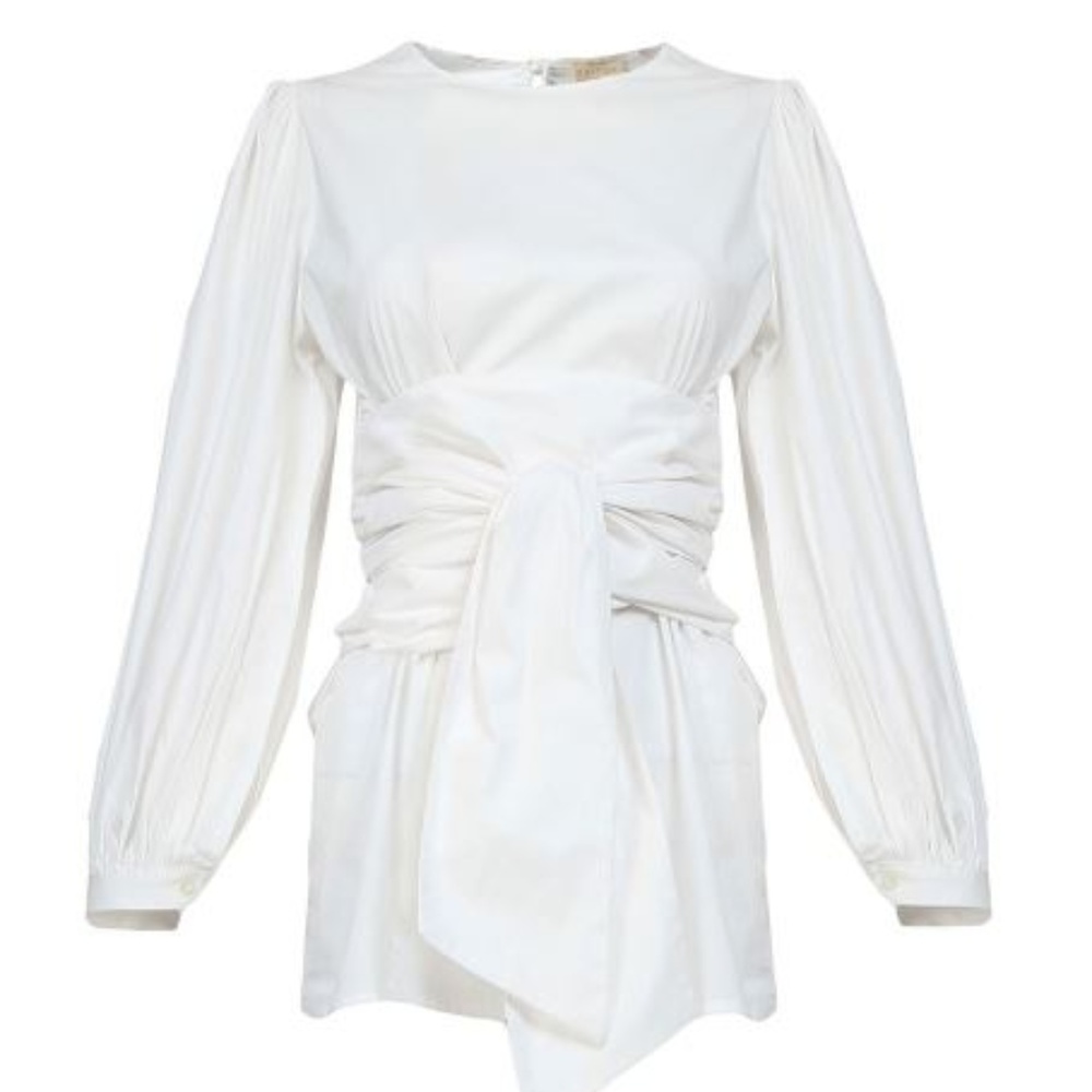 Tebaya Tie Sash Blouse - White